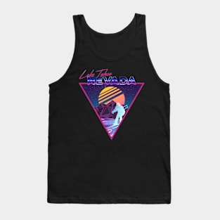 Retro Vaporwave Ski Mountain | Lake Tahoe Nevada | Shirts, Stickers, and More! Tank Top